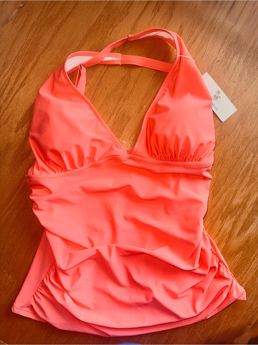 BeachSissi Coral Pink Tankini Swim Top - size XL